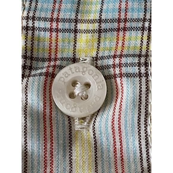 PATAGONIA Organic Cotton Yellow Plaid Button Down Shirt Mens sz M - Picture 8 of 10
